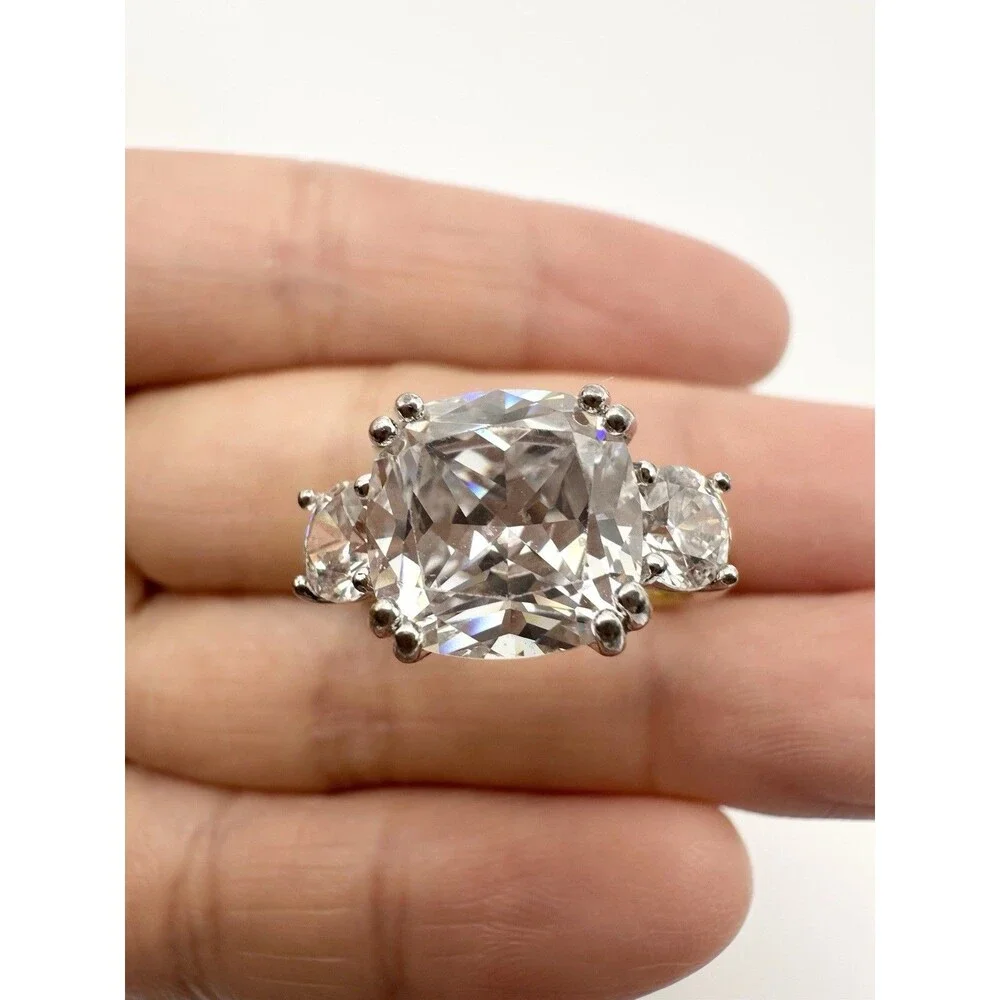 Gold Plated Radiant Cut Engraved Rosemary Ring Size 7